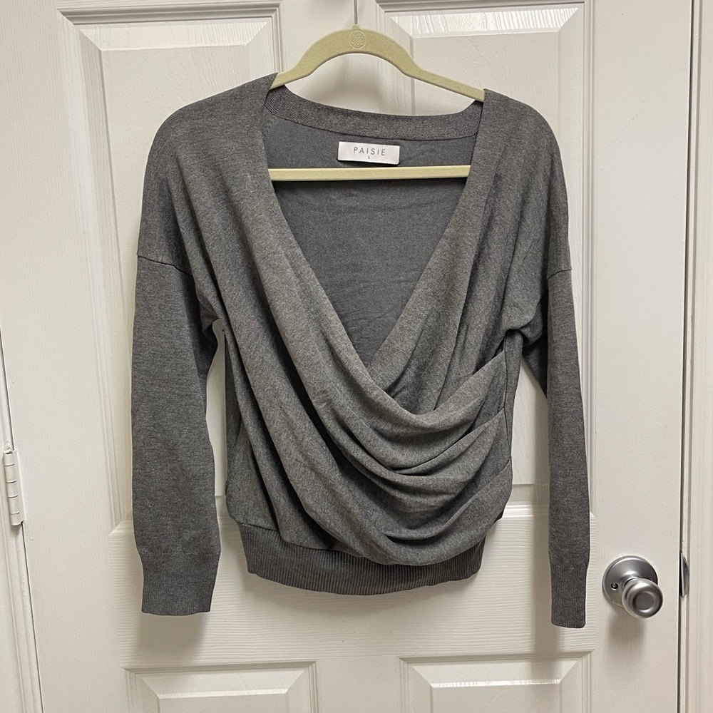 Paisie Grey Wrap Front Top
